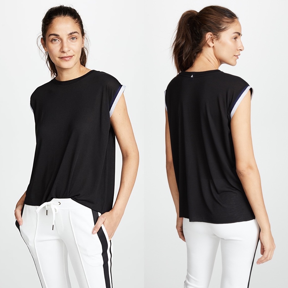 ULTRACOR Collegiate Rolled Up Contrast Trim Muscle Tee in Black Red